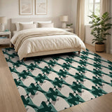 Teal Houndstooth Geometric Area Rug