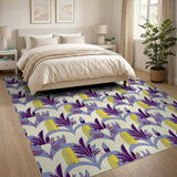 Purple Yellow Geometric Iris Leaf Area Rug