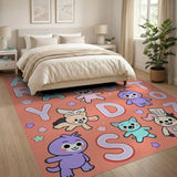 Kawaii Cartoon ABC Animals Kids Rug