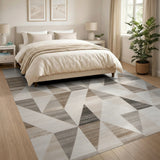 Brown Tan Geometric Triangle Area Rug