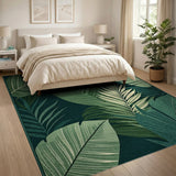 Green Coastal Beach Lush Green Palm Leaf Area Rug