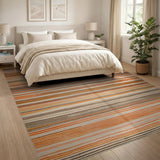 Vibrant Orange Striped Flatweave Area Rug