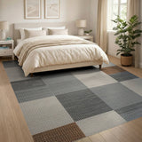 Modern Geometric Patchwork Neutral Area Rug