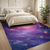 Starry Purple Nebula Cosmos Area Rug