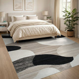 Abstract Black Shapes Area Rug