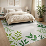 Green Leaves Border Area Rug