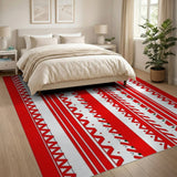 Red Bold Red Zigzag Geometric Area Rug