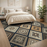 Navy Heritage Tribal Diamond Area Rug