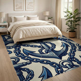 Nautical Anchor Chain Blue Area Rug