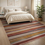 Vibrant Multi-Color Horizontal Stripe Multi-color and Patterns Area Rug