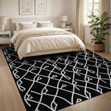 Geometric Modern Black White Chain Link Geometric Area Rug