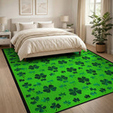 Kids Cartoon Green Lucky Green Shamrock Clover Area Rug