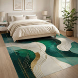 Abstract Area Green Wave Abstract Area Rug