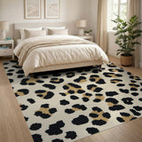 Multi-color and Patterns Cream Leopard Print Tufted Area Rug