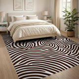 Swirling Brown Waves Abstract Area Rug