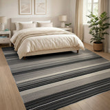 Black and White Black White Horizontal Stripe Area Rug