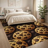 ODIKA Chocolate Chip Cookie Pattern Washable Area Rug - Low Pile Non-Slip Fun Foodie Decor