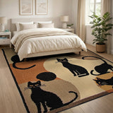 Whimsical Black Cats Abstract Area Rug