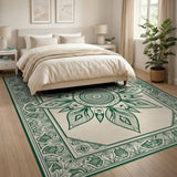 Intricate Green Mandala Persian Area Rug