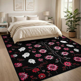 Spooky Red Floral Ghosts Area Rug