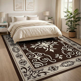 Ornate Chocolate Brown Persian Medallion Rug