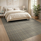 Brown Tan Plaid Check Geometric Modern Area Rug