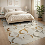Beige Geometric Crescent Area Rug