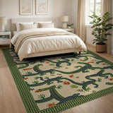 Green Gecko Lizard Heritage Tribal Rug