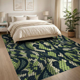 Exotic Green Python Scale Area Rug