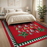 Festive Red Christmas Tree Heritage Rug