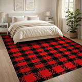 Rustic Red Black Plaid Area Rug