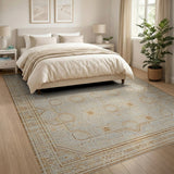 Beige Distressed Geometric Octagon Area Rug