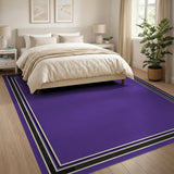 Deep Purple Geometric Border Area Rug