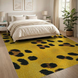 Vibrant Yellow Leopard Print Shag Rug