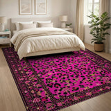 Pink Leopard Rose Area Rug