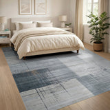 Distressed Grey Geometric Area Rug