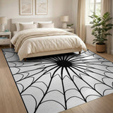 Geometric Modern Black and White Intricate Spider Web Black White Area Rug
