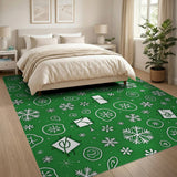 Whimsical Green Fruit Snowflake Area Rug
