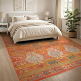 Sunburst Orange Southwestern Geometric Area Rug