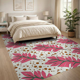 Vibrant Pink Leaf Speckle Area Rug