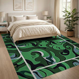 Abstract Area Vibrant Green Swirl Abstract Area Rug