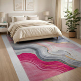 Pink Gold Vein Abstract Marble Area Rug