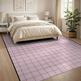 Soft Pink Grid Geometric Area Rug