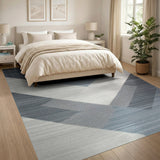 Blue and Teal Geometric Modern Modern Geometric Blue Grey Area Rug