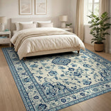 Ornate Blue Persian Floral Area Rug