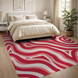 Abstract Area Bold Red Wavy Abstract Area Rug