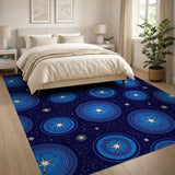 Navy Blue Starry Circles Geometric Area Rug