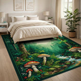 Kids Cartoon Enchanted Mushroom Forest Area Rug