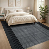 Black and White Black White Dotted Grid Geometric Area Rug