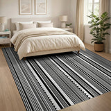 Bold Black White Zigzag Stripe Area Rug